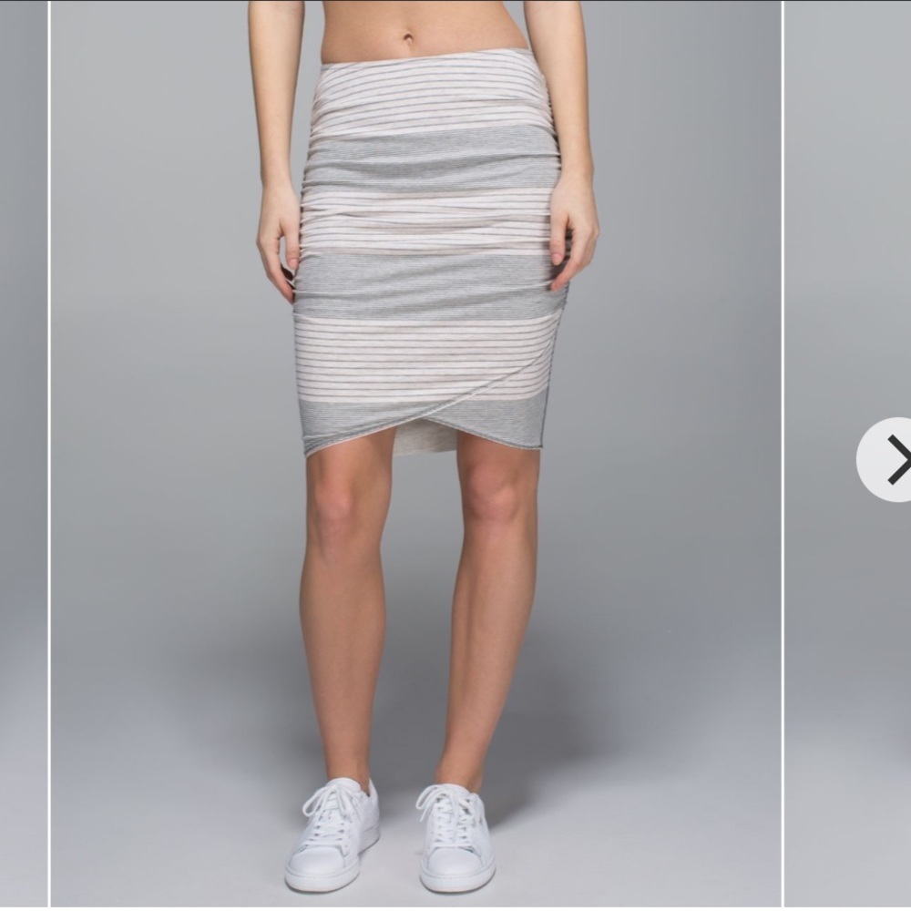Striped Grey & Cream Ruched Skirt